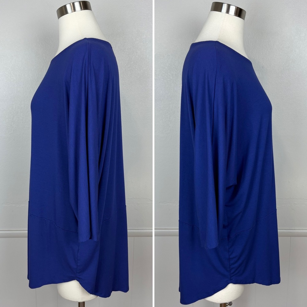 Eileen Fisher Oversized Jersey Knit Tunic Top Size‎ L Cobalt Blue Dolman Sleeve - Picture 6 of 12